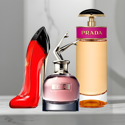 Combo Promocional 3 Perfumes CH Very Good Girl, Jean Paul Gaultier Scandal, Prada Candy 100ML Mujer